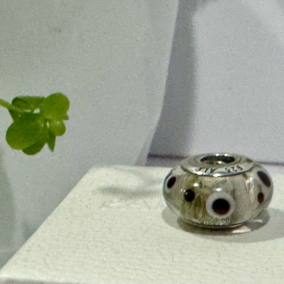 Authentic Retired Pandora White Bubbles Murano Glass Charm - Picture 9 of 12